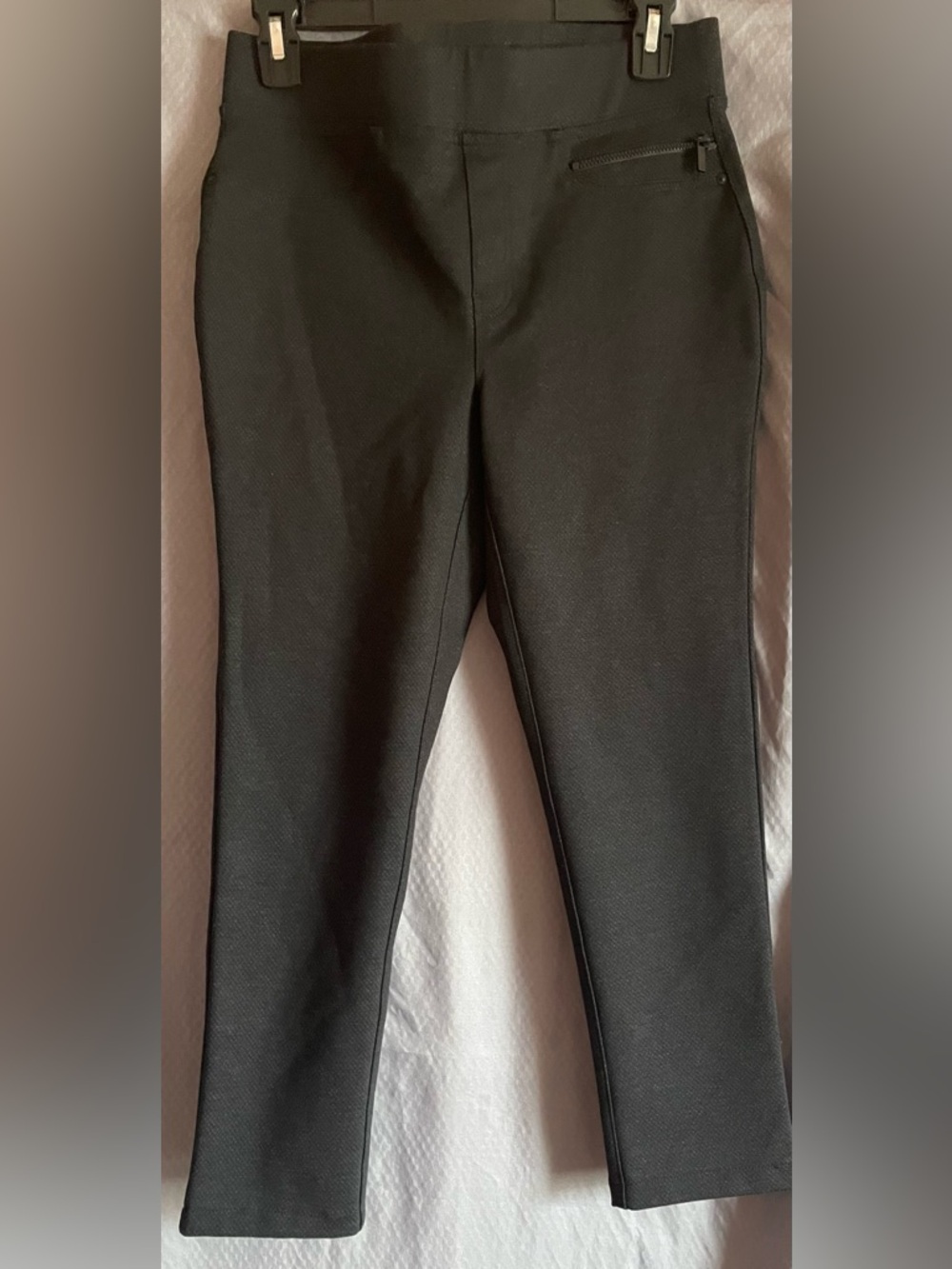 DKNY Black Slim Ponte Trousers with Zip Pocket